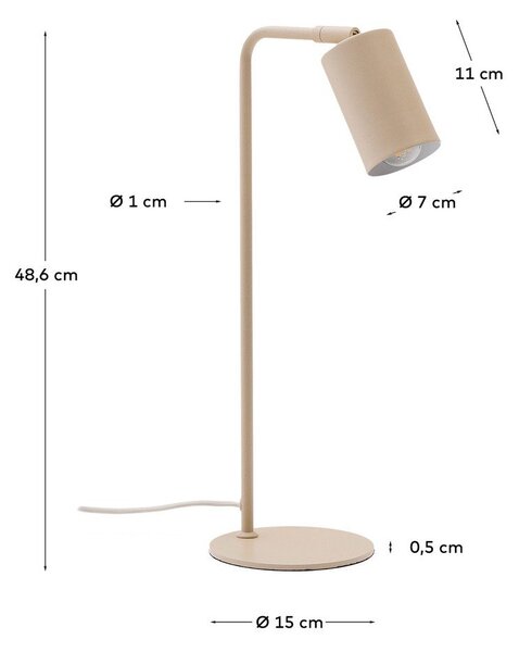 Béžová kovová stolní lampa (výška 49 cm) Manie – Kave Home