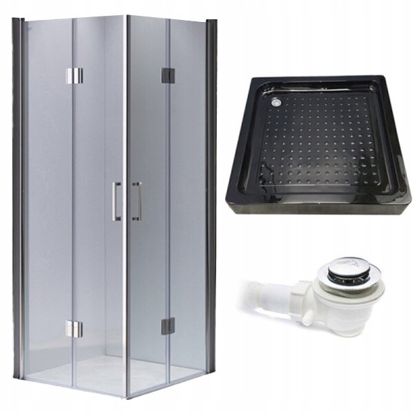 BPS-koupelny Čtvercový sprchový kout KZ1290B 90x90 chrom/transparent + vanička SXL02B BL černá
