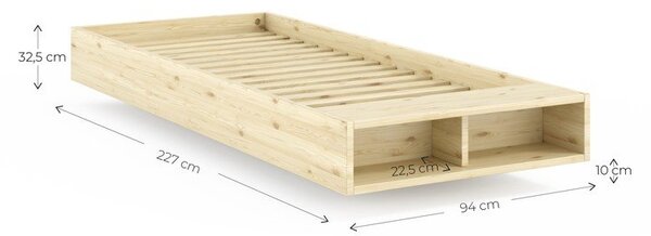 Jednolůžková postel z borovicového dřeva bez čela s roštem 90x200 cm v přírodní barvě Merge – Karup