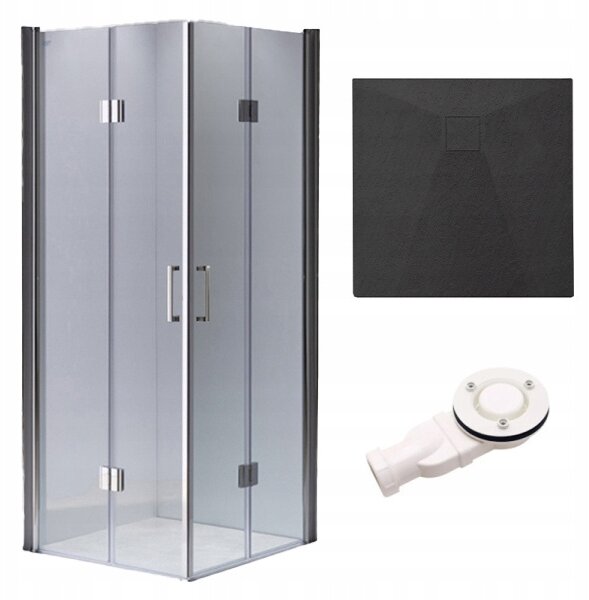 BPS-koupelny Čtvercový sprchový kout KZ1290B 90x90 chrom/transparent + vanička RIKO BL černá