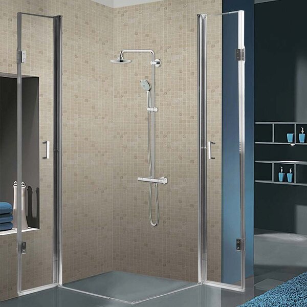 BPS-koupelny Čtvercový sprchový kout KZ1290B 90x90 chrom/transparent + vanička RIKO BL černá