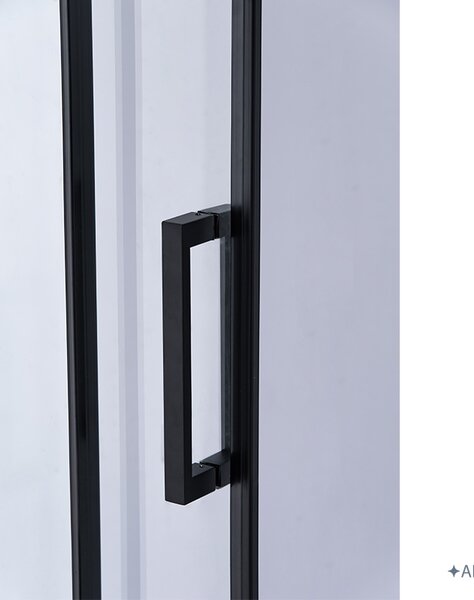 BPS-koupelny Posuvné sprchové dveře SH03D 120 černá/transparent pro instalaci do niky + vanička ST05E 120x70 bílá