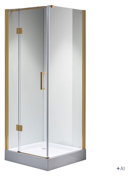 BPS-koupelny Čtvercový sprchový kout KZ1390B GL 90x90 zlatá/transparent - bez vaničky