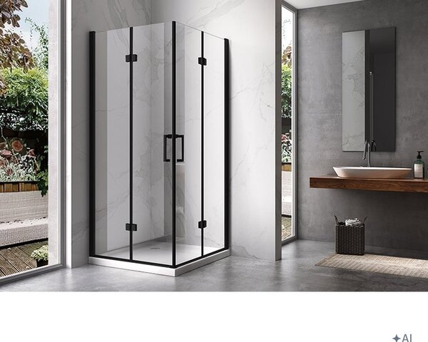 BPS-koupelny Čtvercový sprchový kout KZ08D BL 100x100 černá/transparent - bez vaničky