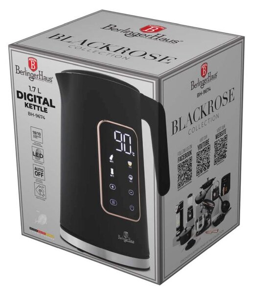Rychlovarná konvice 1,7 l 2200W digitální, Black Rose Collection