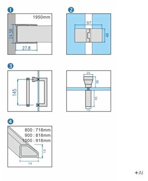 BPS-koupelny Čtvercový sprchový kout KZ08D BL 100x100 černá/transparent - bez vaničky