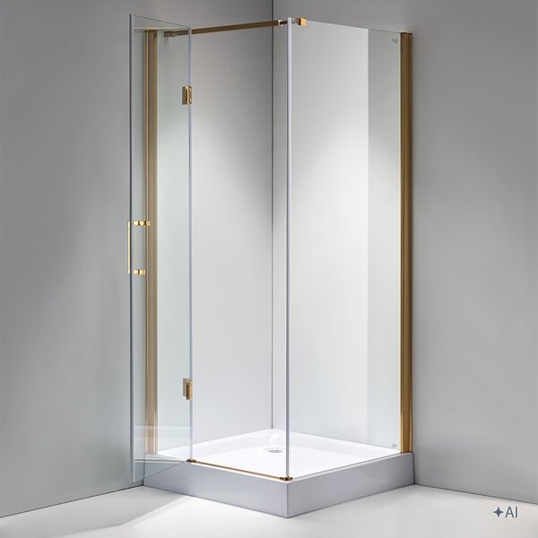 BPS-koupelny Čtvercový sprchový kout KZ1390B GL 90x90 zlatá/transparent - bez vaničky