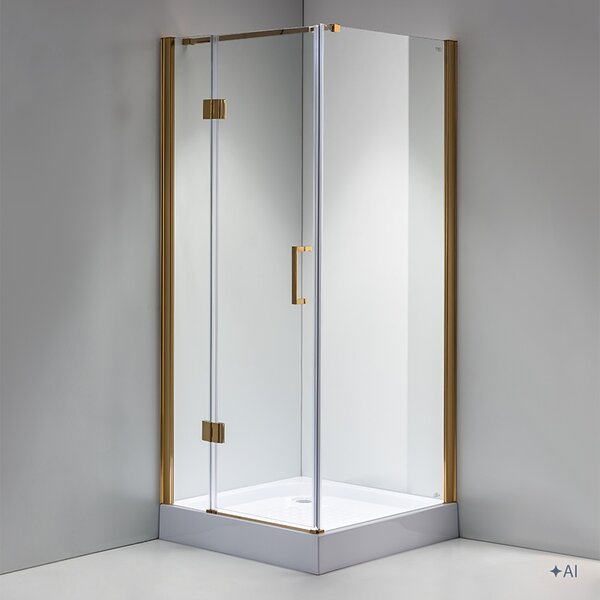 BPS-koupelny Čtvercový sprchový kout KZ1390B GL 90x90 zlatá/transparent - bez vaničky