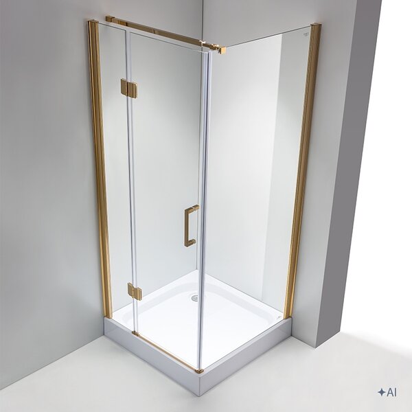 BPS-koupelny Čtvercový sprchový kout KZ1390B GL 90x90 zlatá/transparent - bez vaničky