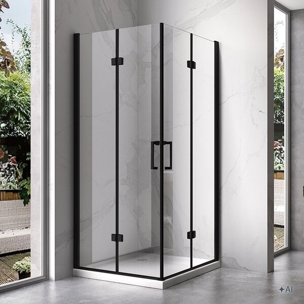 BPS-koupelny Čtvercový sprchový kout KZ08D BL 100x100 černá/transparent - bez vaničky