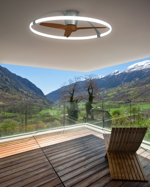 Mantra 7533 Nepal, stropní svítidlo s ventilátorem a dálkovým ovladačem, LED 75W 2700K-5000K, dřevo/stříbrná, průměr 105cm