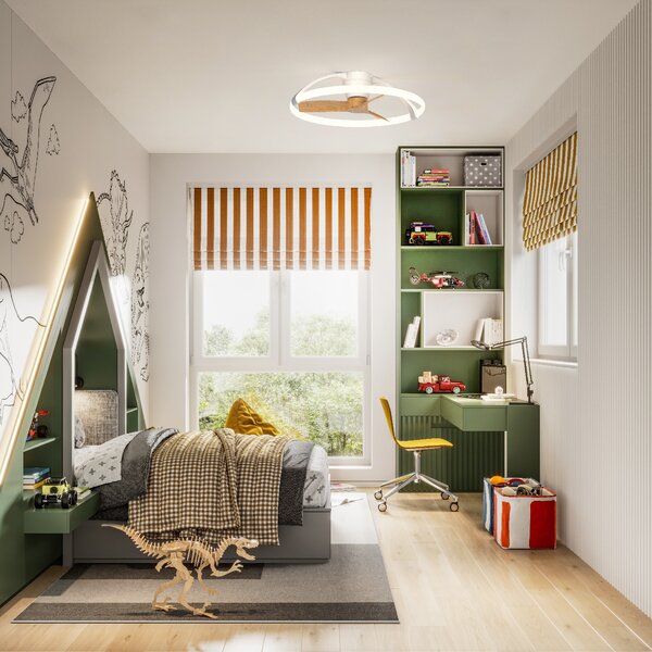 Mantra 7803 Nepal Mini, stropní svítidlo s ventilátorem a dálkovým ovladačem, LED 55W 2700K-5000K, dřevo/bílá, průměr 75cm