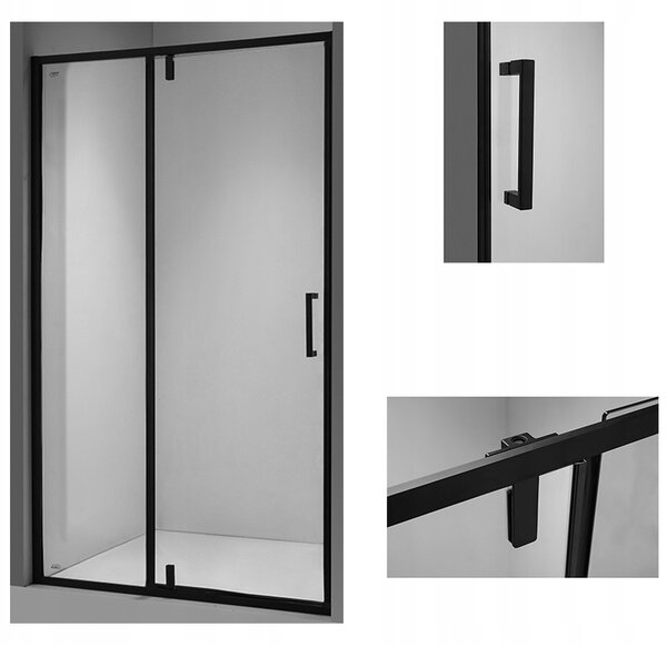 BPS-koupelny Sprchové dveře SH08B BL 90 černá/transparent pro instalaci do niky - bez vaničky