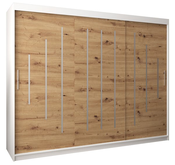 Šatní skříň s posuvnými dveřmi YORK - 250x200cm -Bílá-Dub Artisan-