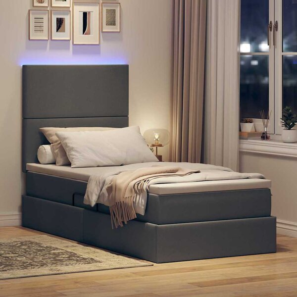 LED postel s úložným prostorem a matrací Tmavě šedá 90 x 200 cm 3372328