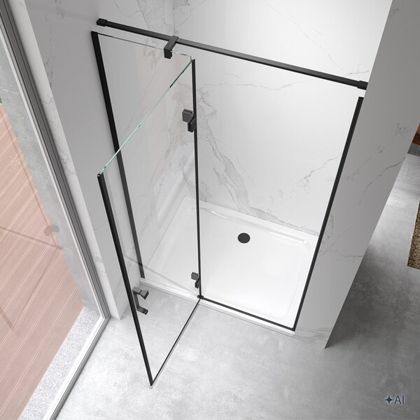 BPS-koupelny Sprchové dveře KZ17D 100 černá/transparent pro instalaci do niky - bez vaničky