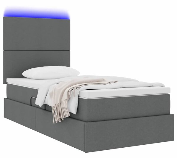 LED postel s úložným prostorem a matrací Tmavě šedá 90 x 200 cm 3372328