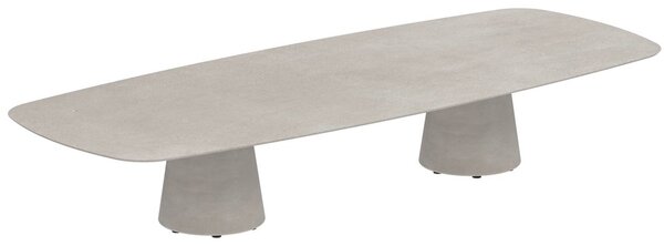 Royal Botania Betonový nízký stůl Conix, Royal Botania, oválný 300x120x35 cm, podnož beton cement grey, deska keramika white