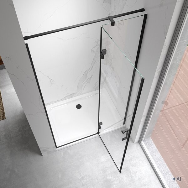 BPS-koupelny Sprchové dveře KZ17D 100 černá/transparent pro instalaci do niky - bez vaničky
