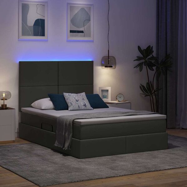 LED postel s úložným prostorem a matrací Tmavě šedá 3372358