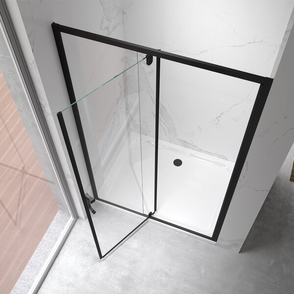 BPS-koupelny Sprchové dveře KZ19D 100 černá/transparent pro instalaci do niky - bez vaničky