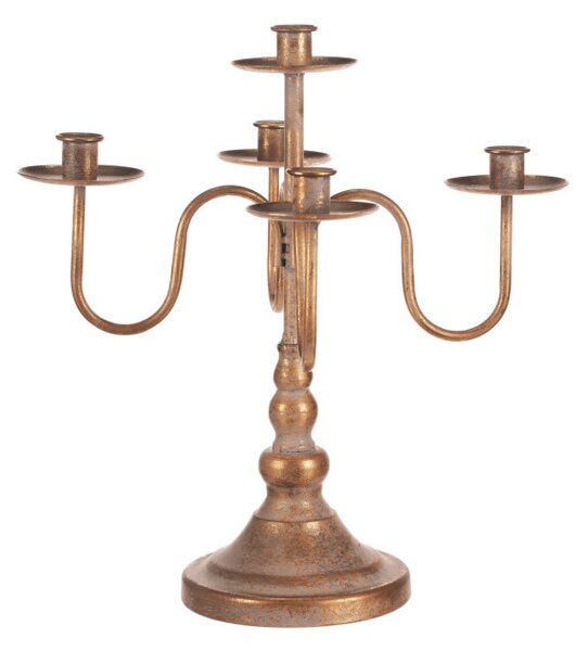 Kovový svícen 40 cm zlatý FUP559