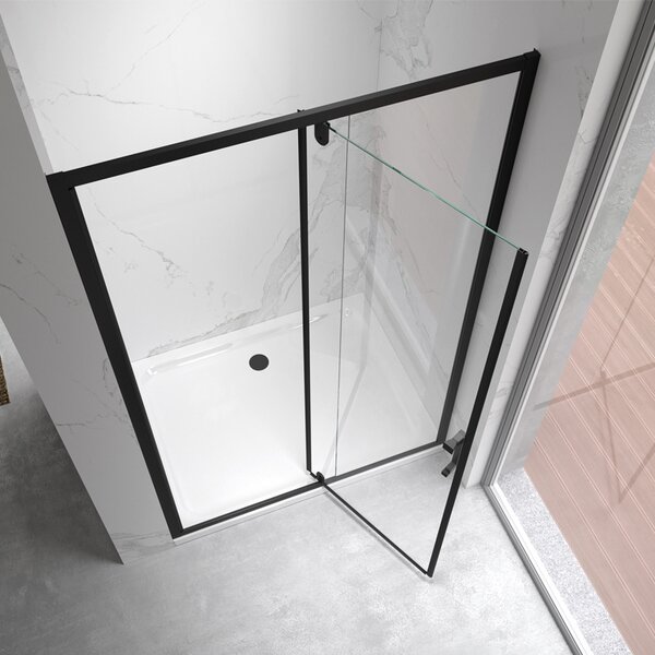 BPS-koupelny Sprchové dveře KZ19D 100 černá/transparent pro instalaci do niky - bez vaničky