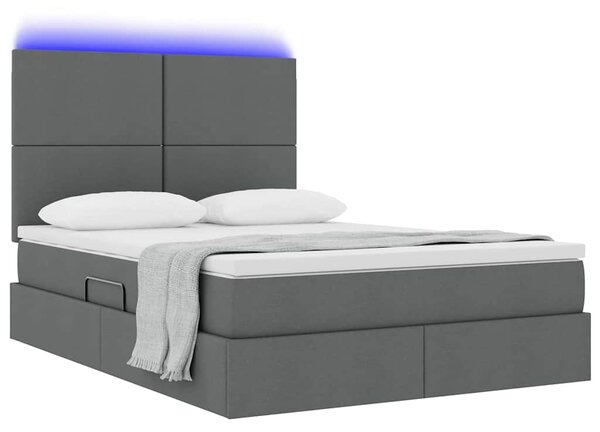 LED postel s úložným prostorem a matrací Tmavě šedá 3372358