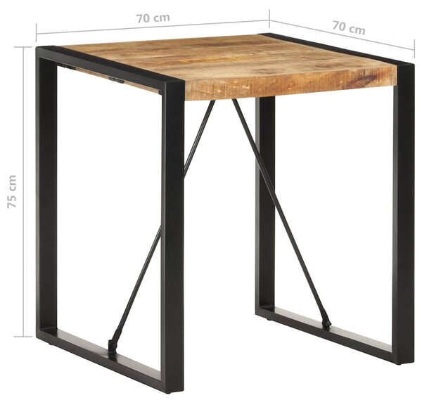 Jídelní stůl 70 x 70 x 75 cm masivní hrubé mangovníkové dřevo 321596