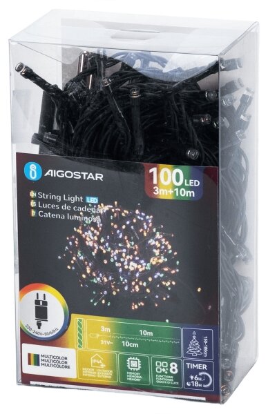 Aigostar - LED Venkovní vánoční řetěz 100xLED/8 funkcí 13m IP44 multicolor