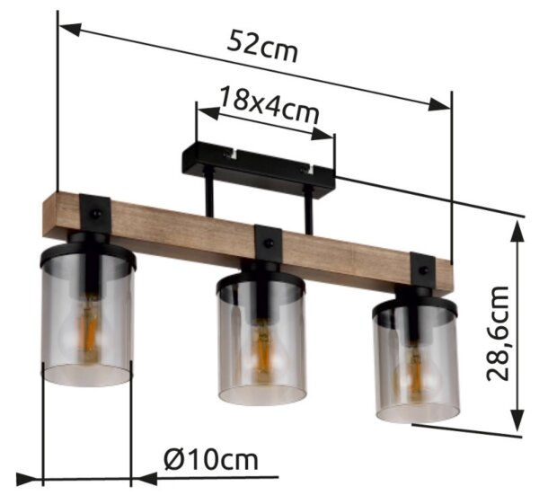 Brilagi - Přisazený lustr VISTA 3xE27/60W/230V dub