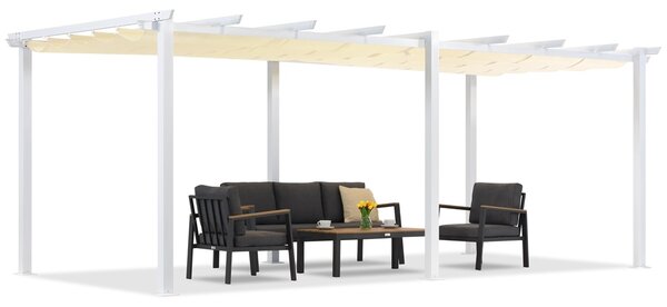Barbados pergola na terasu 3x6 m Garden Point bílá a béžová