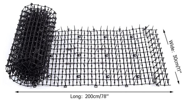 Ochranná rohož proti zvířatům - Ostnatá rohož - 30 x 200 cm - Hrubý PP materiál - Vhodná pro dovnitř i ven - Ochrana zahrady a nábytku