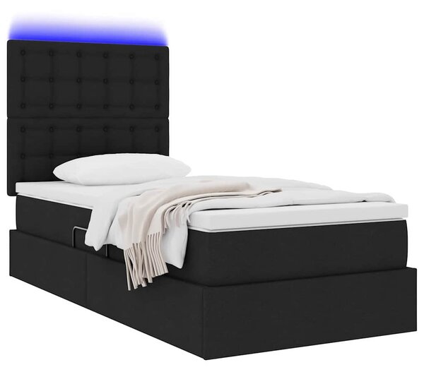 LED postel s úložným prostorem a matrací Černá 90 x 200 cm 3372518