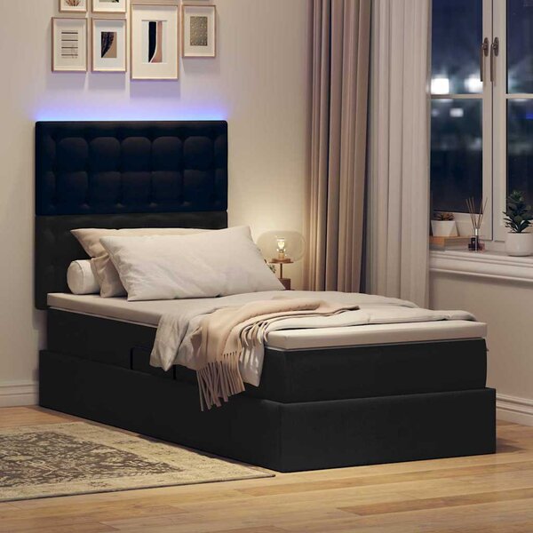 LED postel s úložným prostorem a matrací Černá 90 x 200 cm 3372518