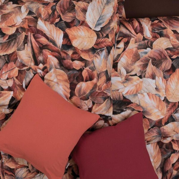 Povlečení ART JERSEY leaves rezavá 140 x 200/70 x 90 cm