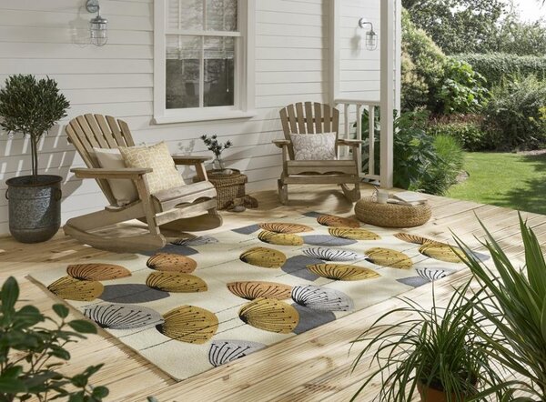 Outdoorový koberec Sanderson Dandelions clocks ochre/silver Zvolte velikost koberce: 140 x 200