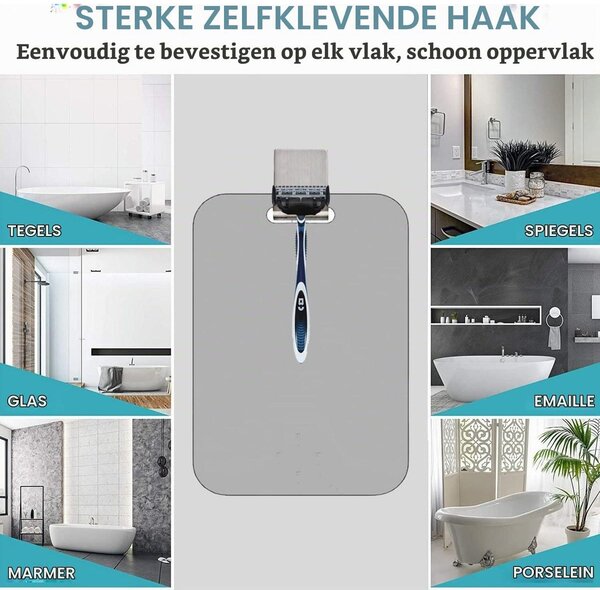 Zrcadlo do koupelny holicí zrcadlo - Bez rámečku - Proti zamlžování - S držákem na žiletku - Do koupelny a ložnice