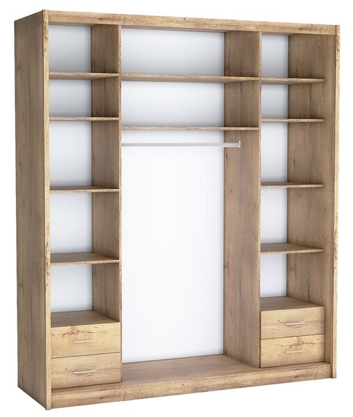 Šatní skříň MACI | 208 cm | se zrcadlem | bílá