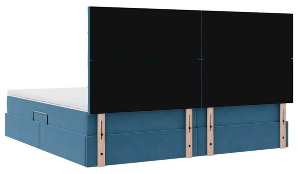 LED postel s úložným prostorem a matrací Tmavě modrá 3372691