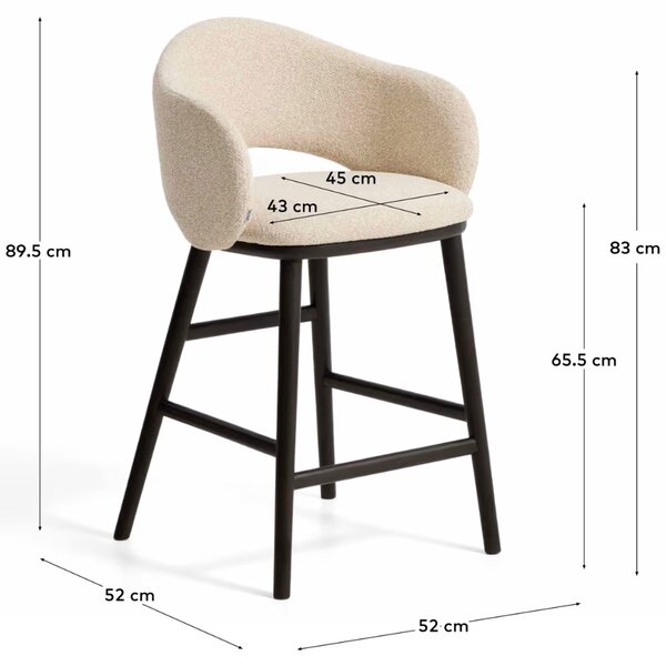 Kave Home Béžová čalouněná barová židle Maina 66 cm
