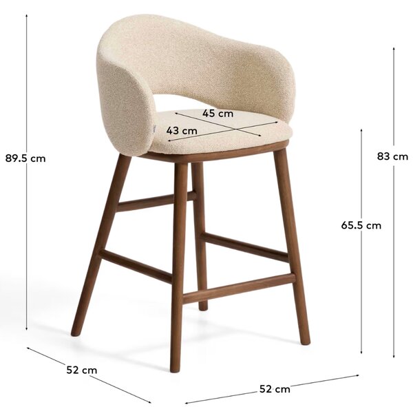 Kave Home Béžová čalouněná barová židle Maina 66 cm