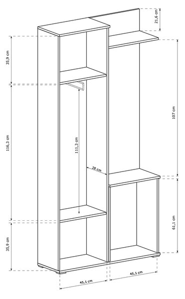 Předsíňová stěna LUX | 97 cm | se zrcadlem | UNI provedení | sonoma/bílá