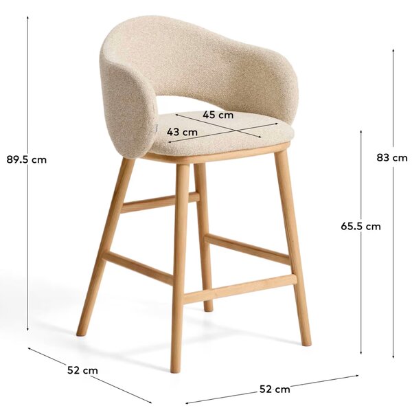 Kave Home Béžová čalouněná barová židle Maina 66 cm