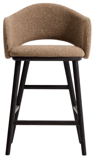 Kave Home Hnědá čalouněná barová židle Maina 66 cm