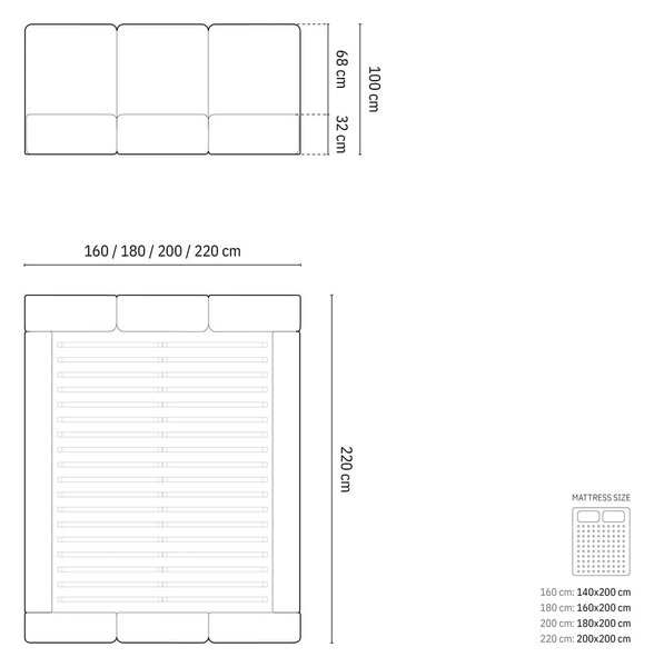 Krémová sametová čalouněná dvoulůžková postel s úložným prostorem s roštem 200x200 cm Brody – Mazzini Beds