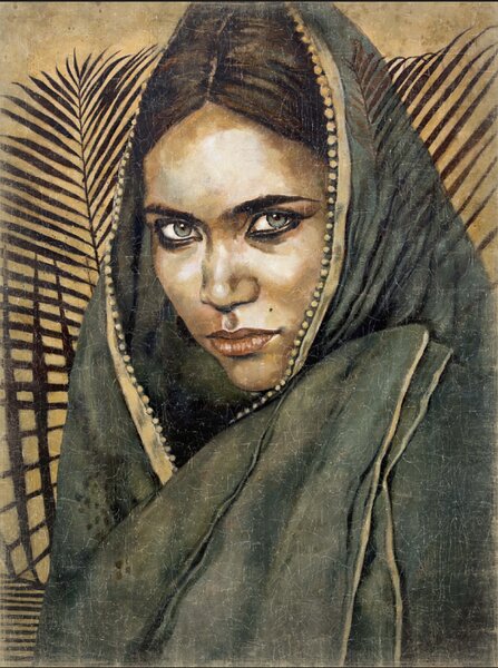 Obraz DÍVKA S MODRÝM ŠÁTKEM 90 X 120 CM