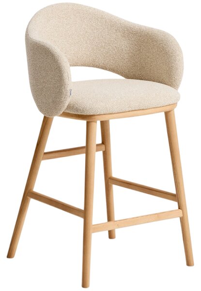 Kave Home Béžová čalouněná barová židle Maina 66 cm
