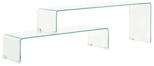 2dílný konferenční stolek 90x30x20 / 110x30x40 cm tvrzené sklo 284728