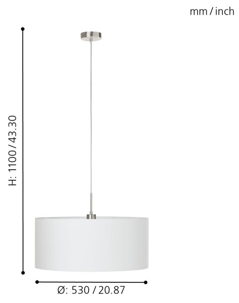 Eglo 31575 - Lustr na lanku PASTERI 1xE27/60W/230V